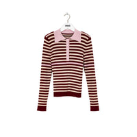 Indee Burgundy Ribbed Knitted Stripe Polo