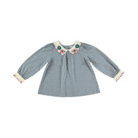 Bebe Organic Blue Check Rhea Blouse