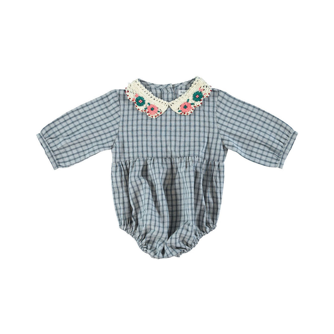 Bebe Organic Blue Check Rhea Romper