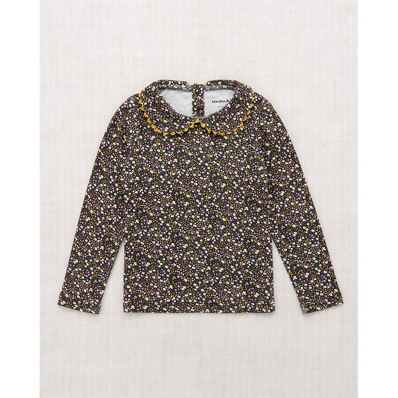 Misha and Puff Carbon/Periwinkle Floral Rickrack Peter Pan Top