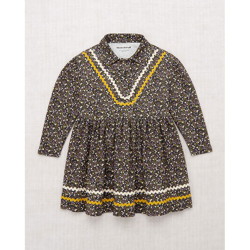 Misha and Puff Carbon/Periwinkle Floral Rickrack Sasha Dress