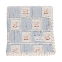 Bebe Organic Blue Horse Patchwork Blanket