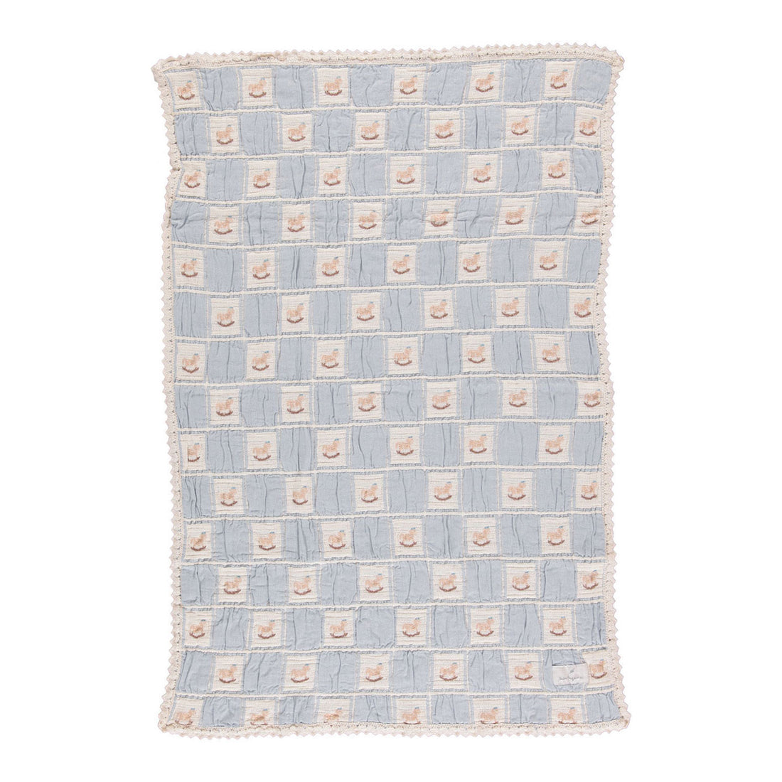 Bebe Organic Blue Horse Patchwork Blanket