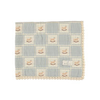 Bebe Organic Blue Rocking Horse Patchwork Blanket