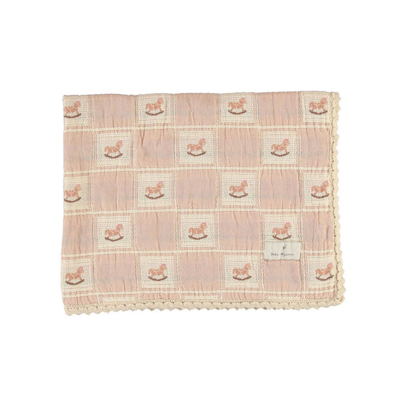 Bebe Organic Mauve Rocking Horse Patchwork Blanket