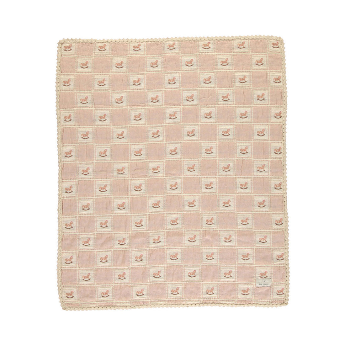 Bebe Organic Mauve Rocking Horse Patchwork Blanket