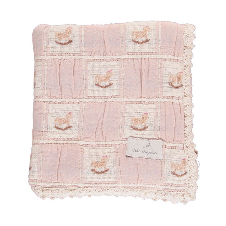 Bebe Organic Mauve Horse Patchwork Blanket
