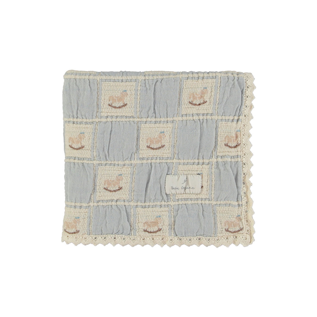 Bebe Organic Sand Blue Rocking Horse Blanket