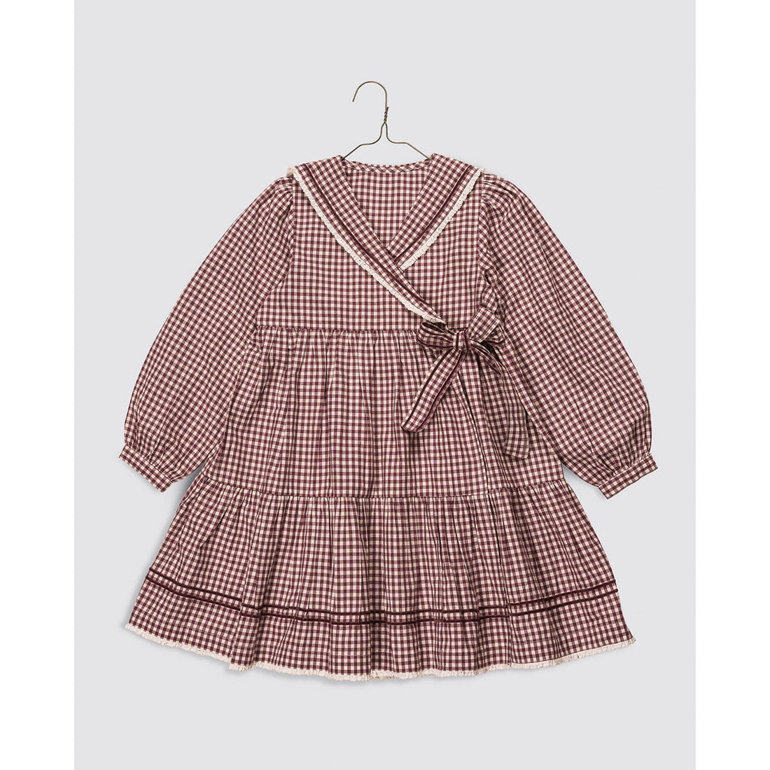 Little Cotton Clothes Sugarplum Check Rosalind Wrap Dress