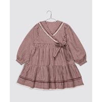 Little Cotton Clothes Sugarplum Check Rosalind Wrap Dress