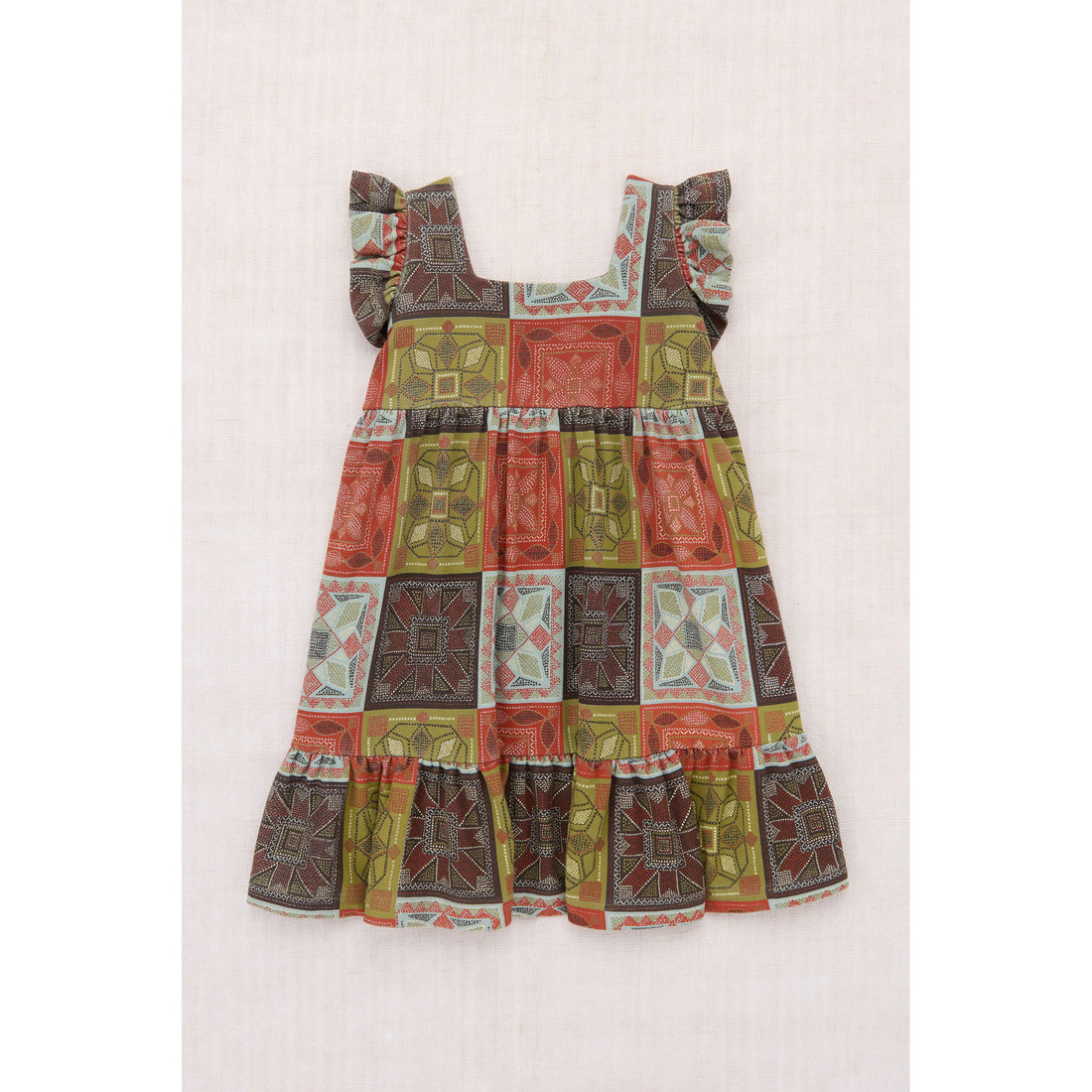 Misha and Puff Chili Spice Cross Stitch Ruffle Sleeve Dress