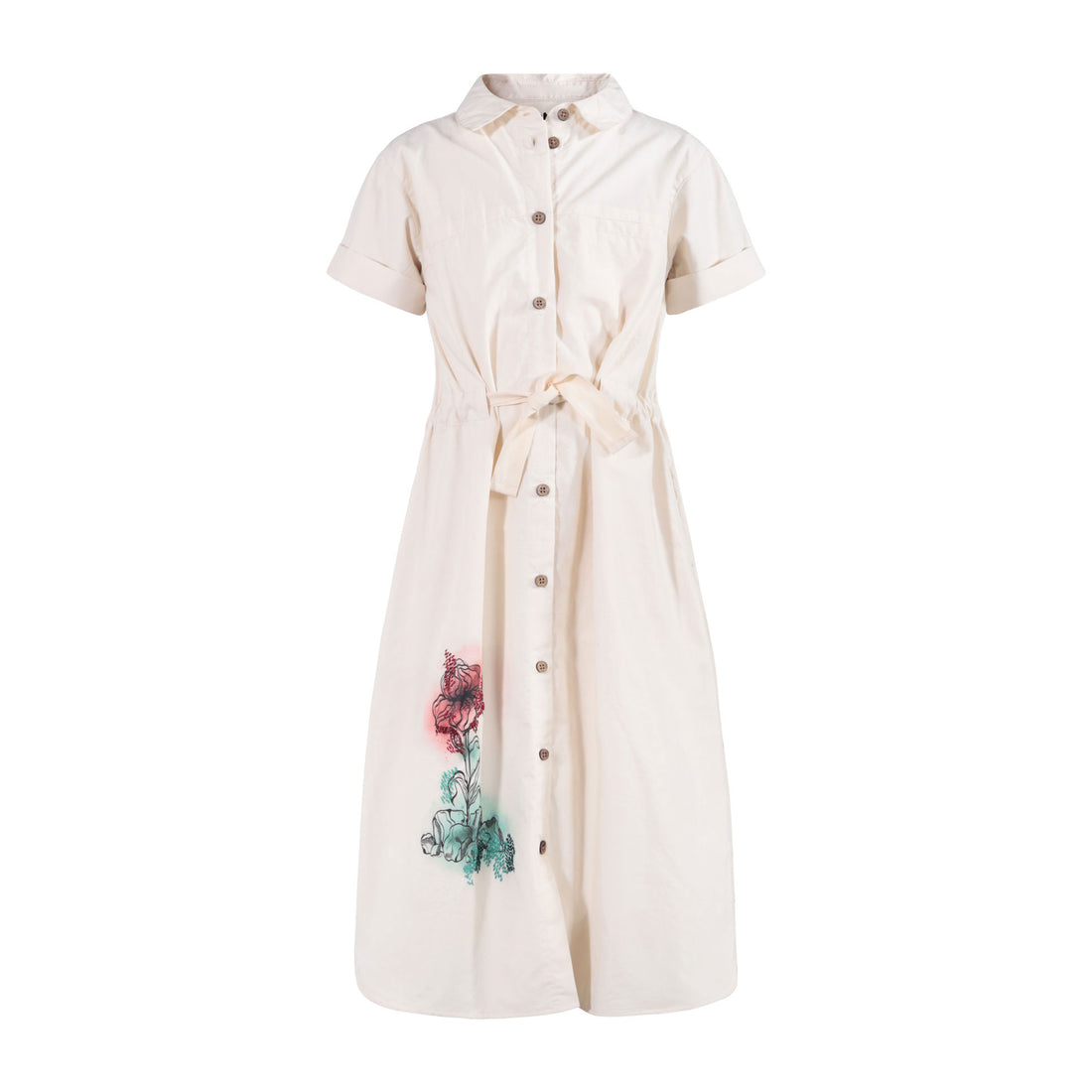 tntrm White With Floral Safari Dress