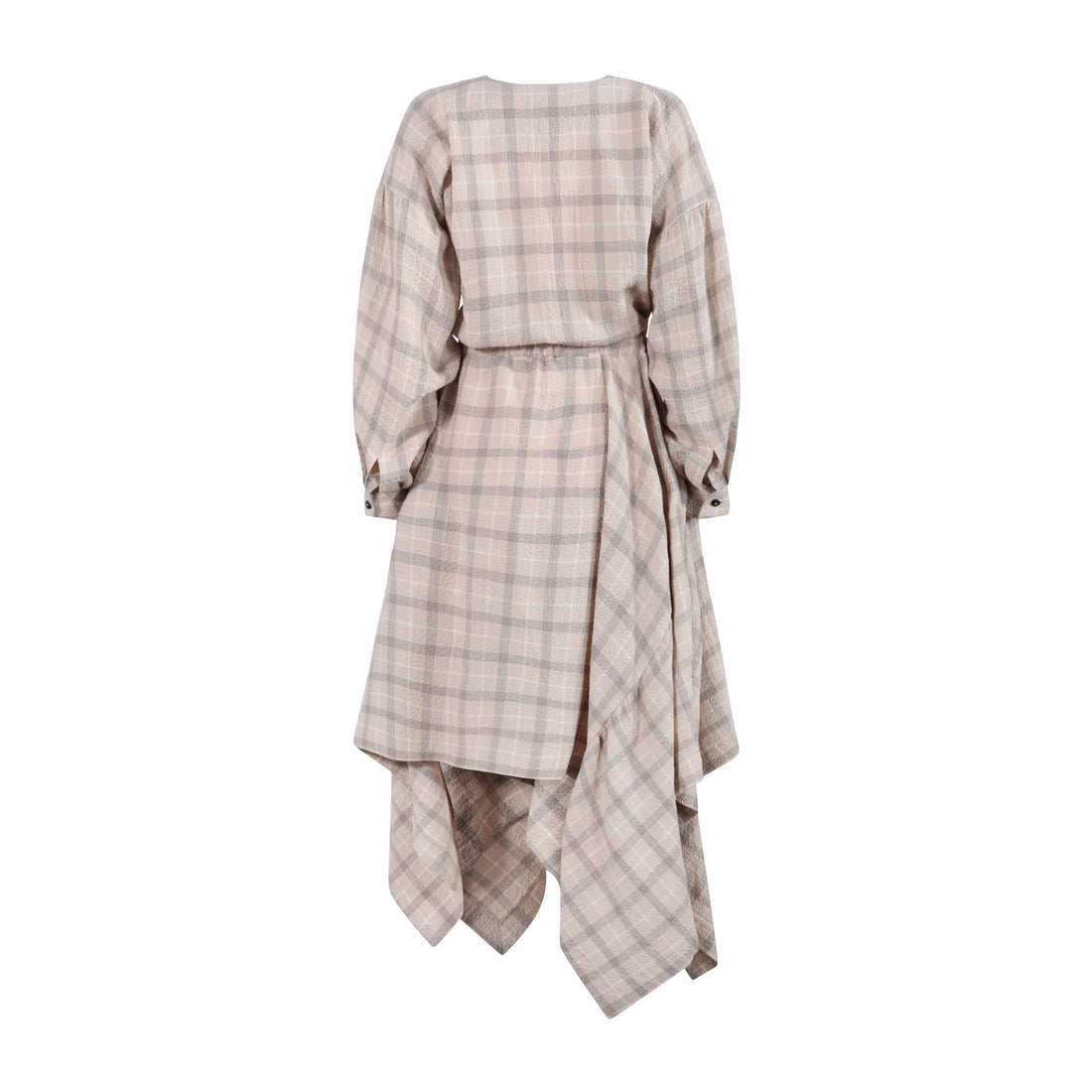tntrm Beige Check Seersucker Drama Dress