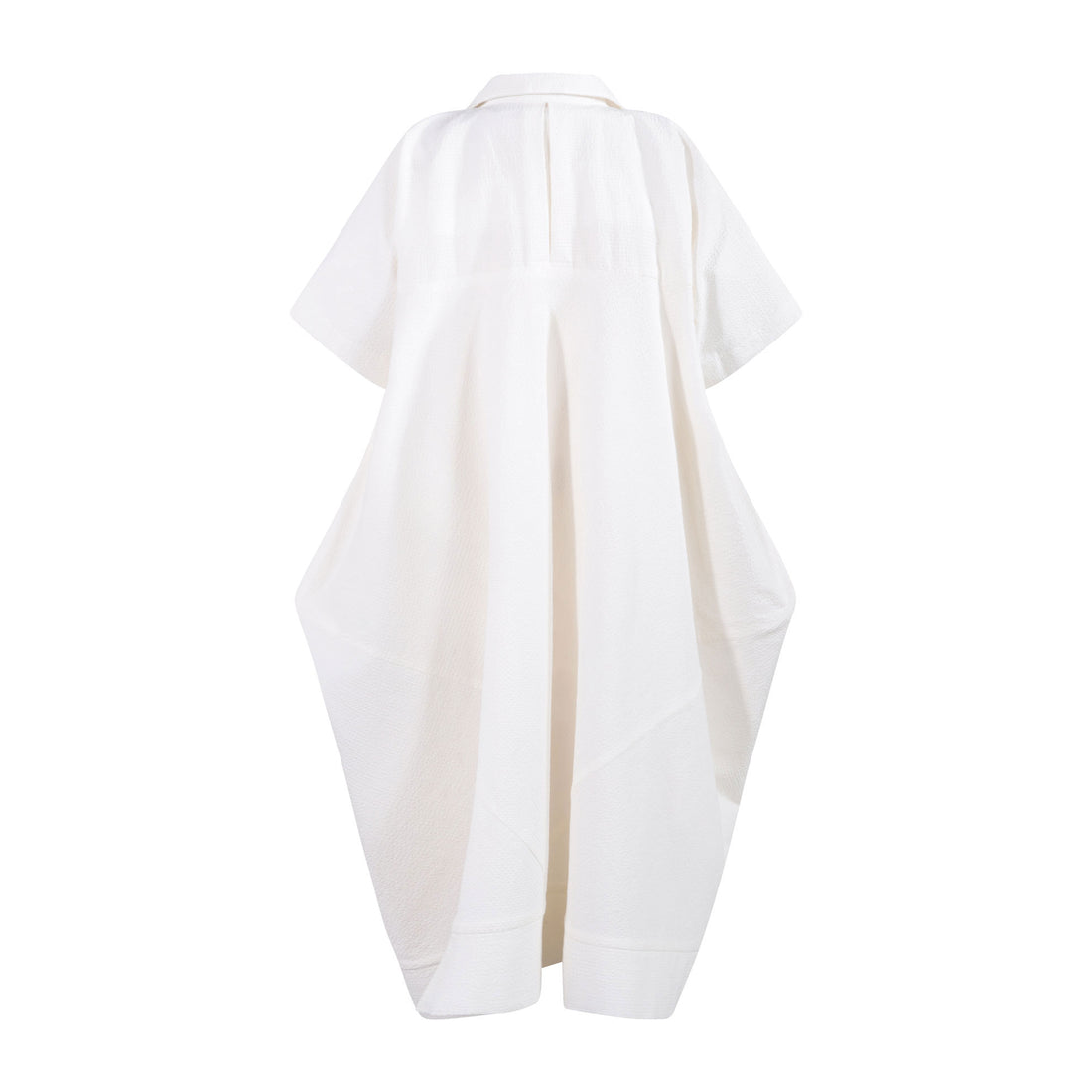 tntrm White Seersucker Geometric Shirt Dress