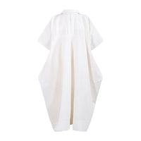 tntrm White Seersucker Geometric Shirt Dress