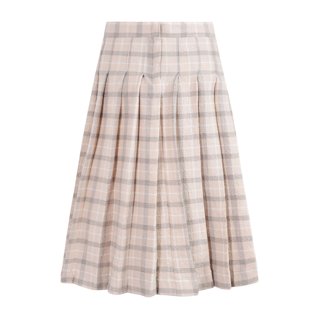 tntrm Beige Check Seersucker Pleated Skirt