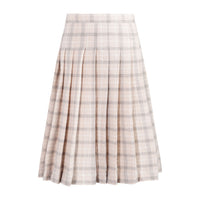 tntrm Beige Check Seersucker Pleated Skirt