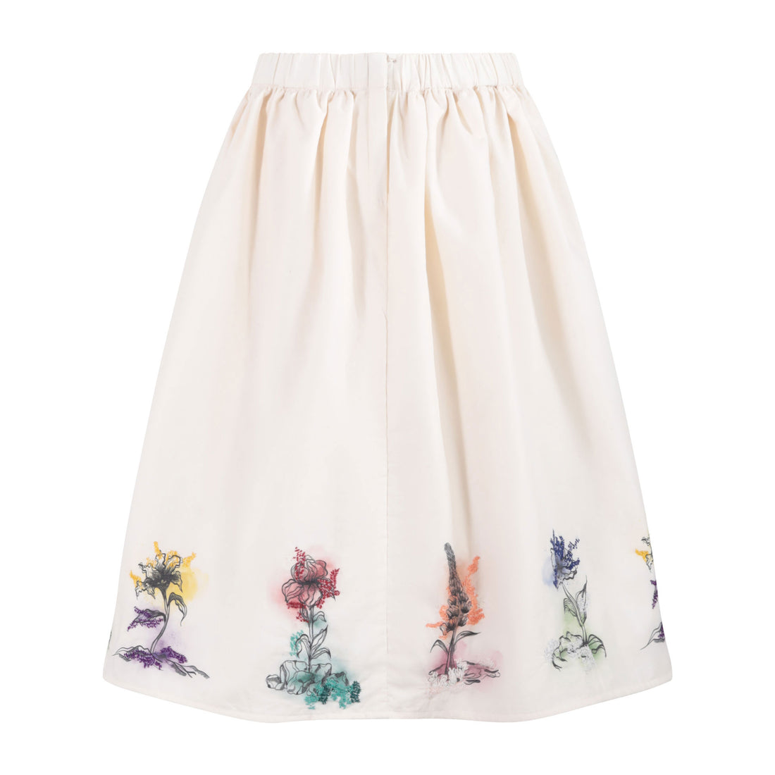 tntrm White With Floral Gathered Skirt