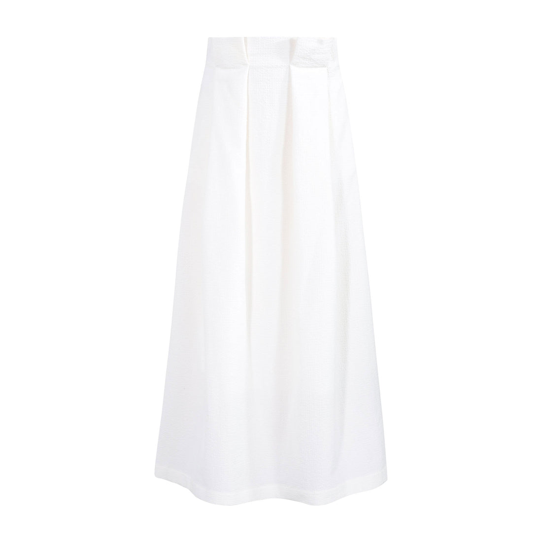 tntrm White Seersucker Pleated Skirt