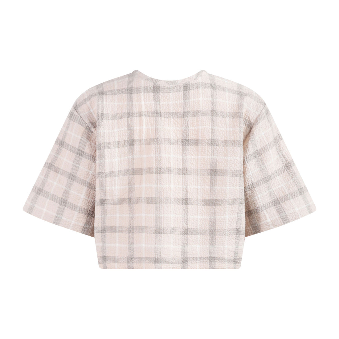 tntrm Beige Check Seersucker Crop Top
