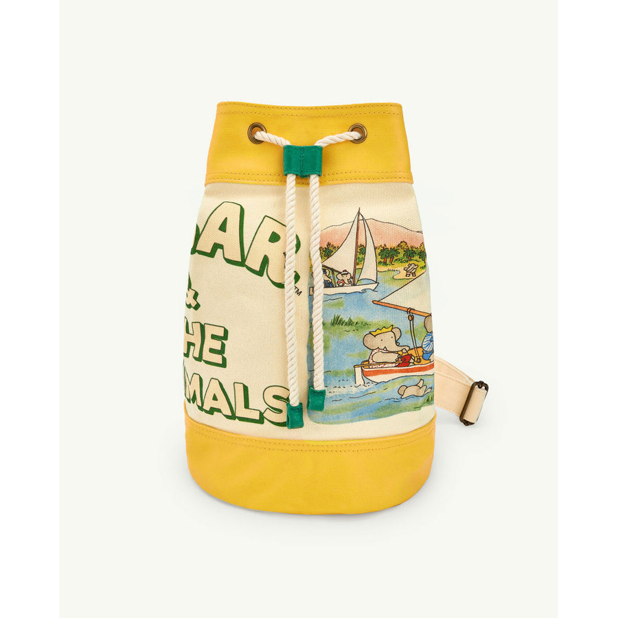 Printed cotton twill backpack in green - The Animals