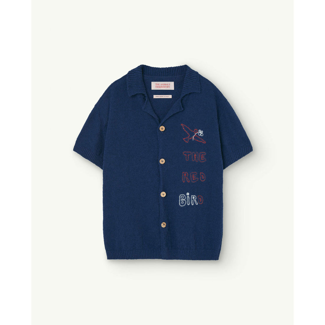 The Animals Observatory Navy Bird Whale Collar Sweater