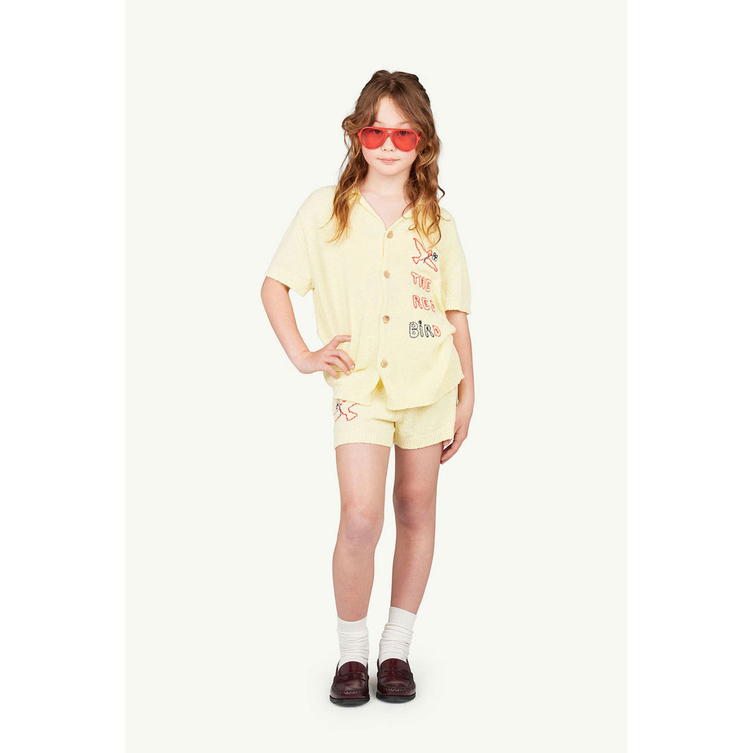 The Animals Observatory Soft Yellow Whale Collar Sweater