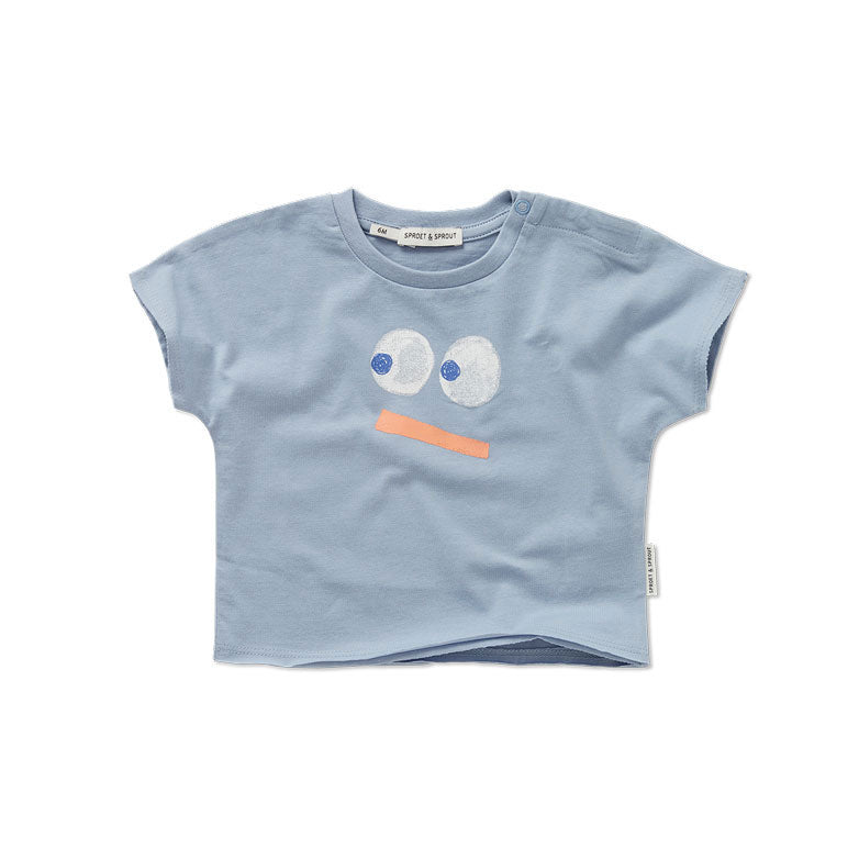 Sproet and Sprout Misty Blue Smiley Baby Tee