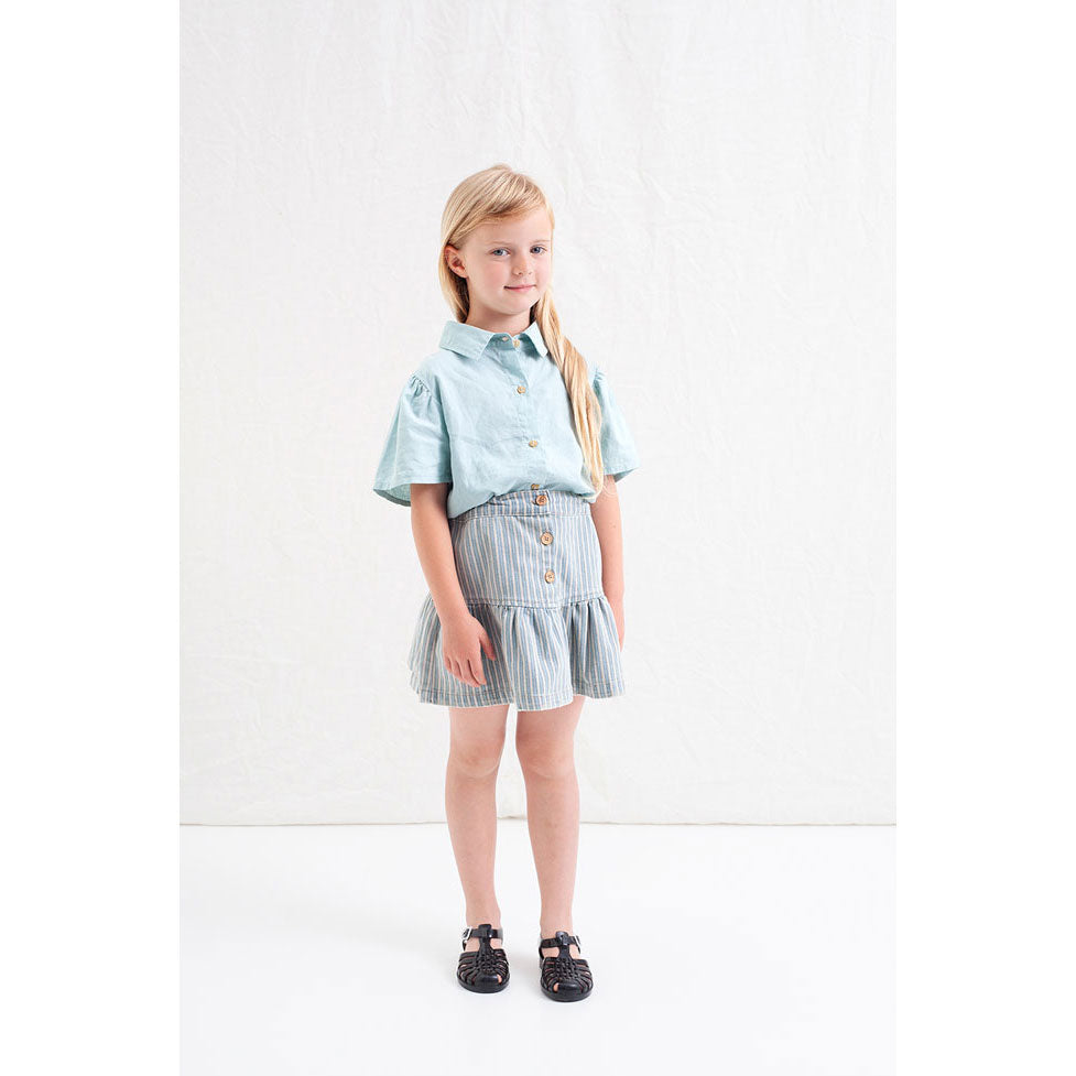 Tocoto Vintage Blue Denim Striped Mini Skirt
