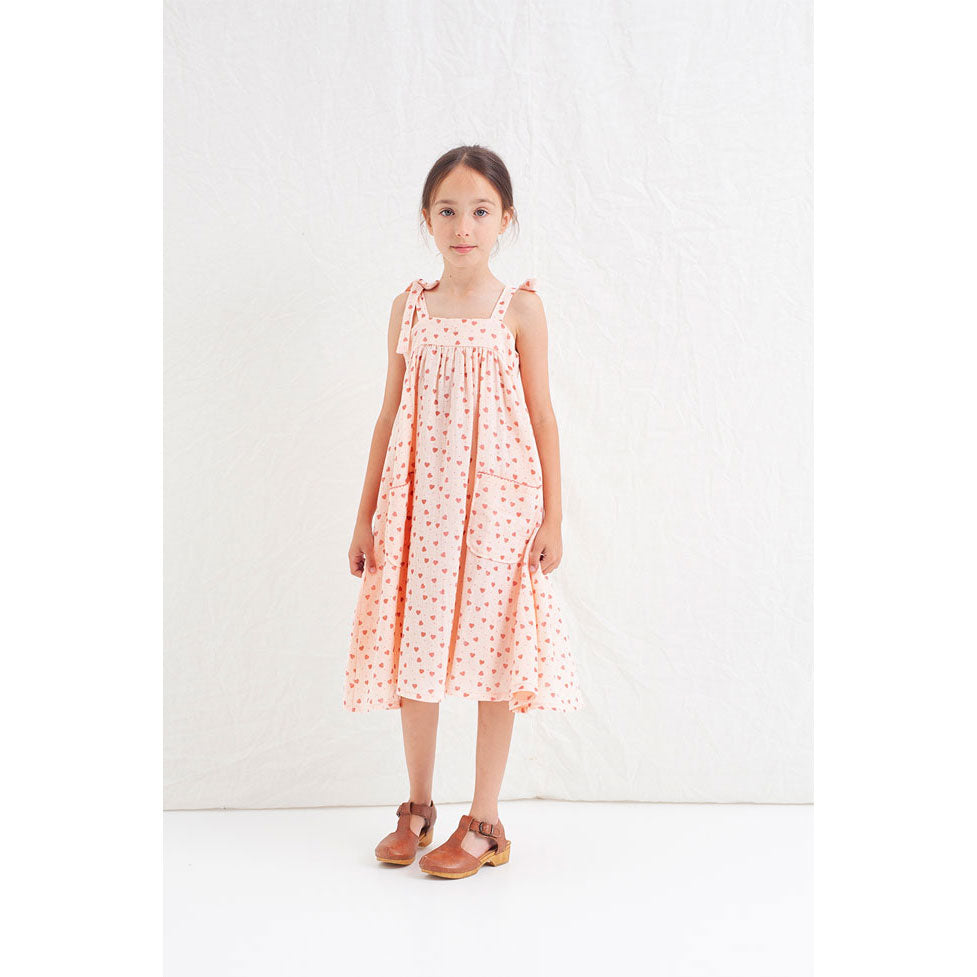 Tocoto Vintage Pink Heart Print Strappy Midi Dress