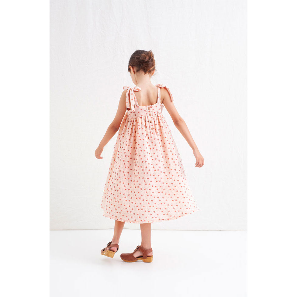 Tocoto Vintage Pink Heart Print Strappy Midi Dress
