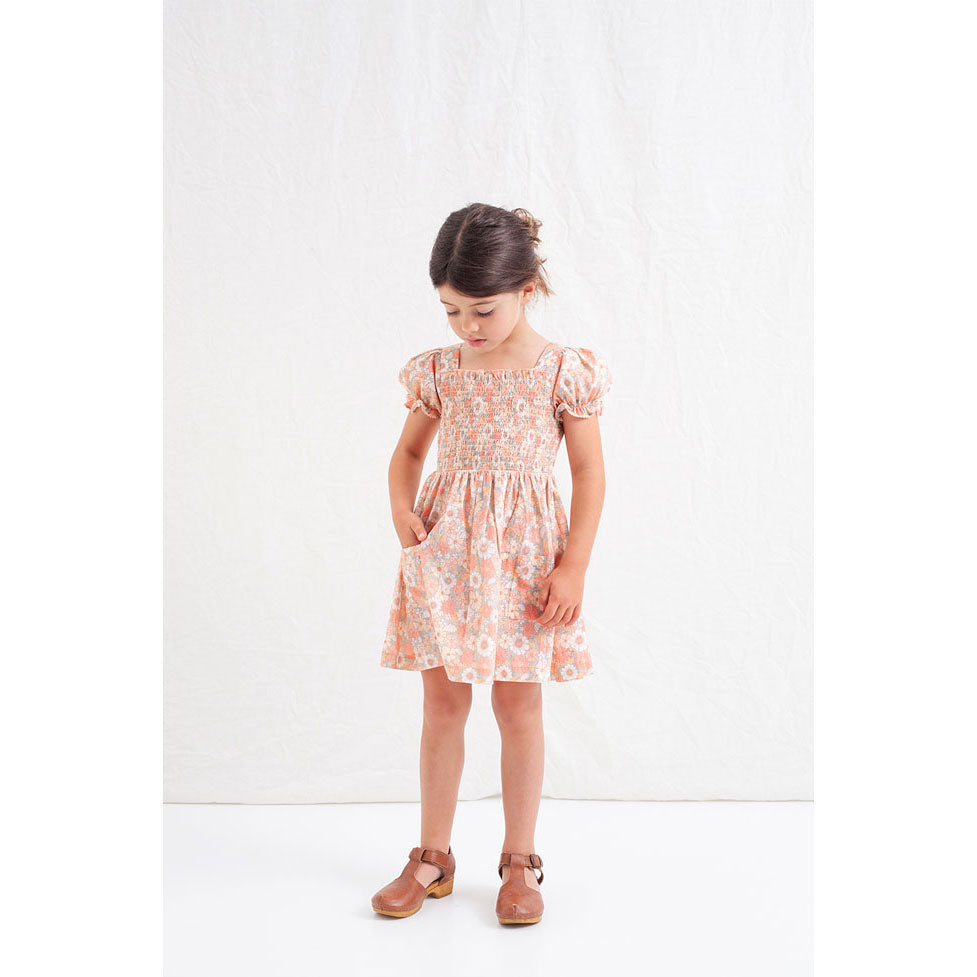 Tocoto Vintage Pink Lurex Floral Honeycomb Dress