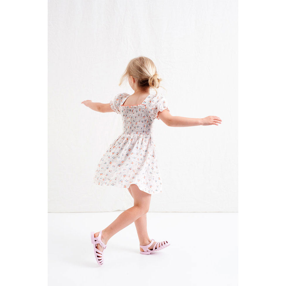 Tocoto Vintage Off White Floral/ Checked Print Smocked Dress – Ladida