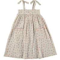 Tocoto Vintage Off White Floral/ Checked Print Strappy Midi Dress