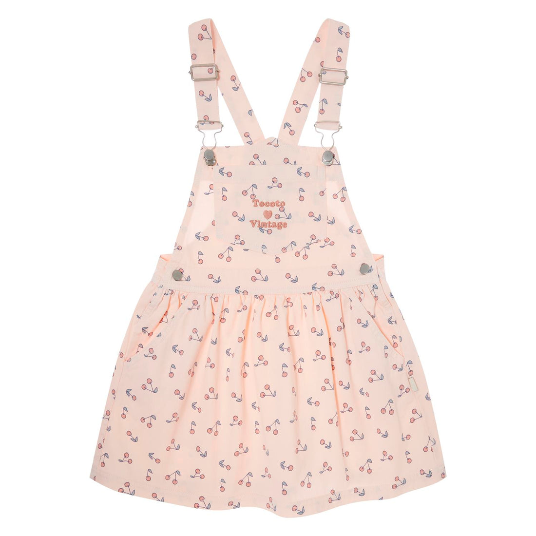 Tocoto Vintage Pink Cherry Print Pinafore Dress