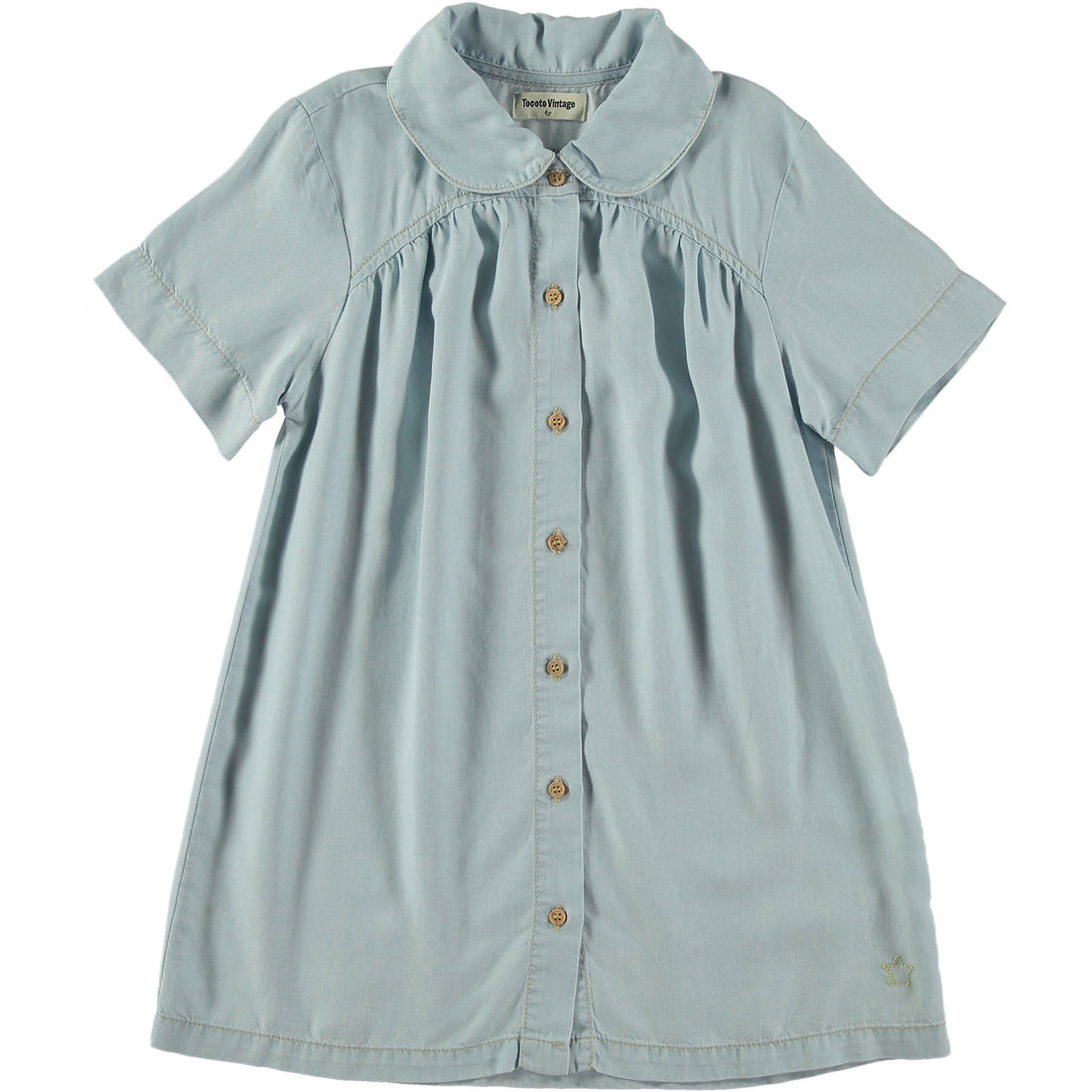 Tocoto Vintage Blue Denim Gathered Dress