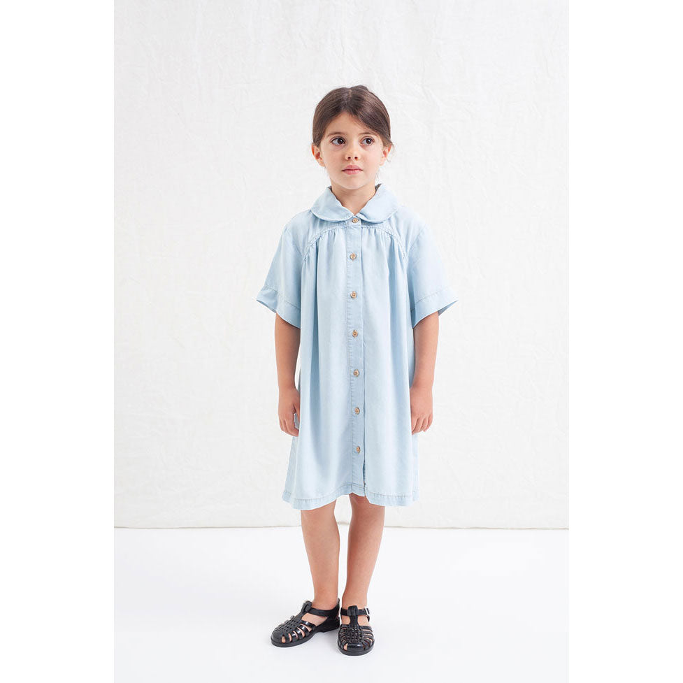 Tocoto Vintage Blue Denim Gathered Dress