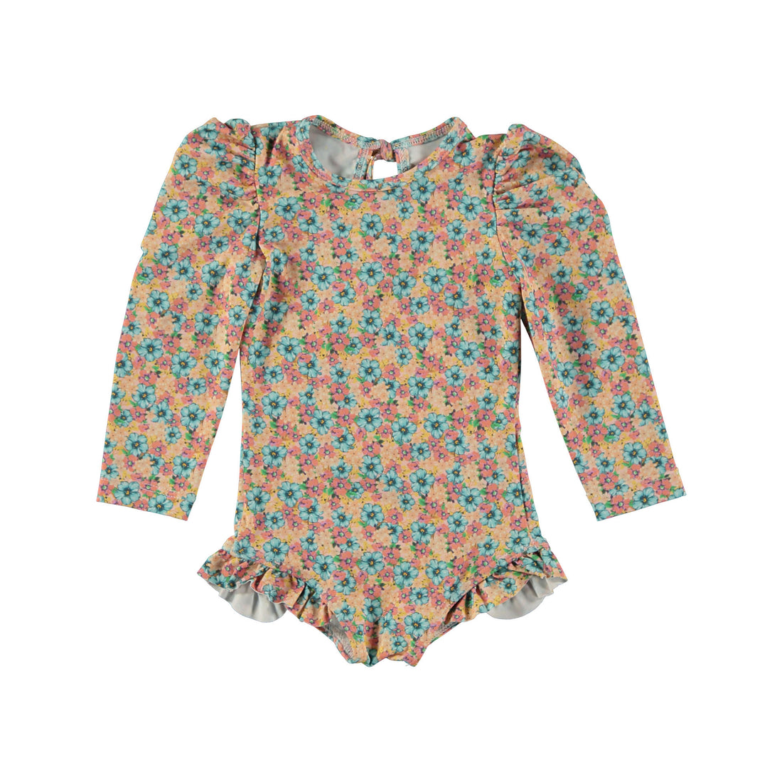 Tocoto Vintage Pink Flowers Long Sleeve Baby Swimsuit