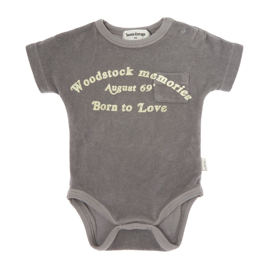 Tocoto Vintage Grey Woodstock Memories Printed Bodysuit