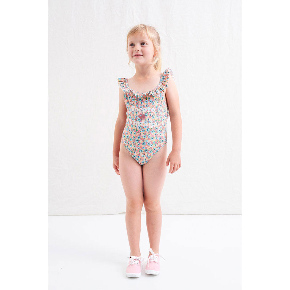 Tocoto Vintage Pink Floral Printed  Swimsuit