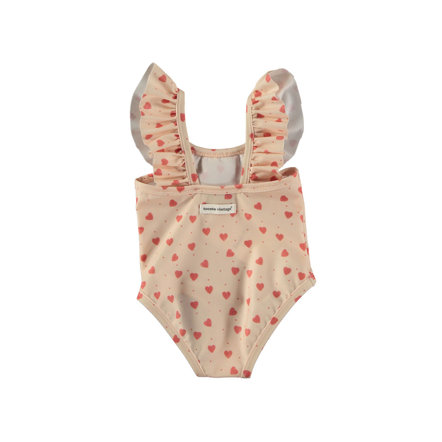 Tocoto Vintage Pink Hearts Grandma Baby Swimsuit