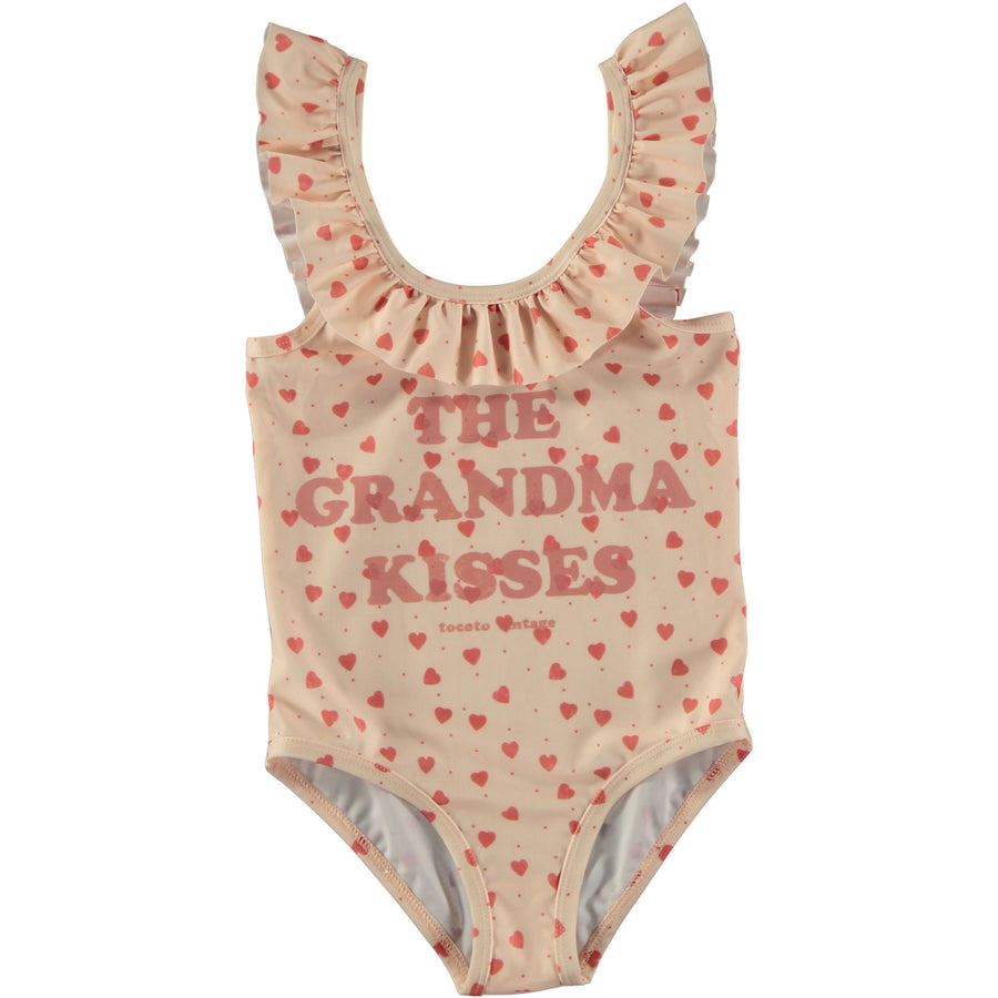 Tocoto Vintage Pink Hearts Grandma Swimsuit