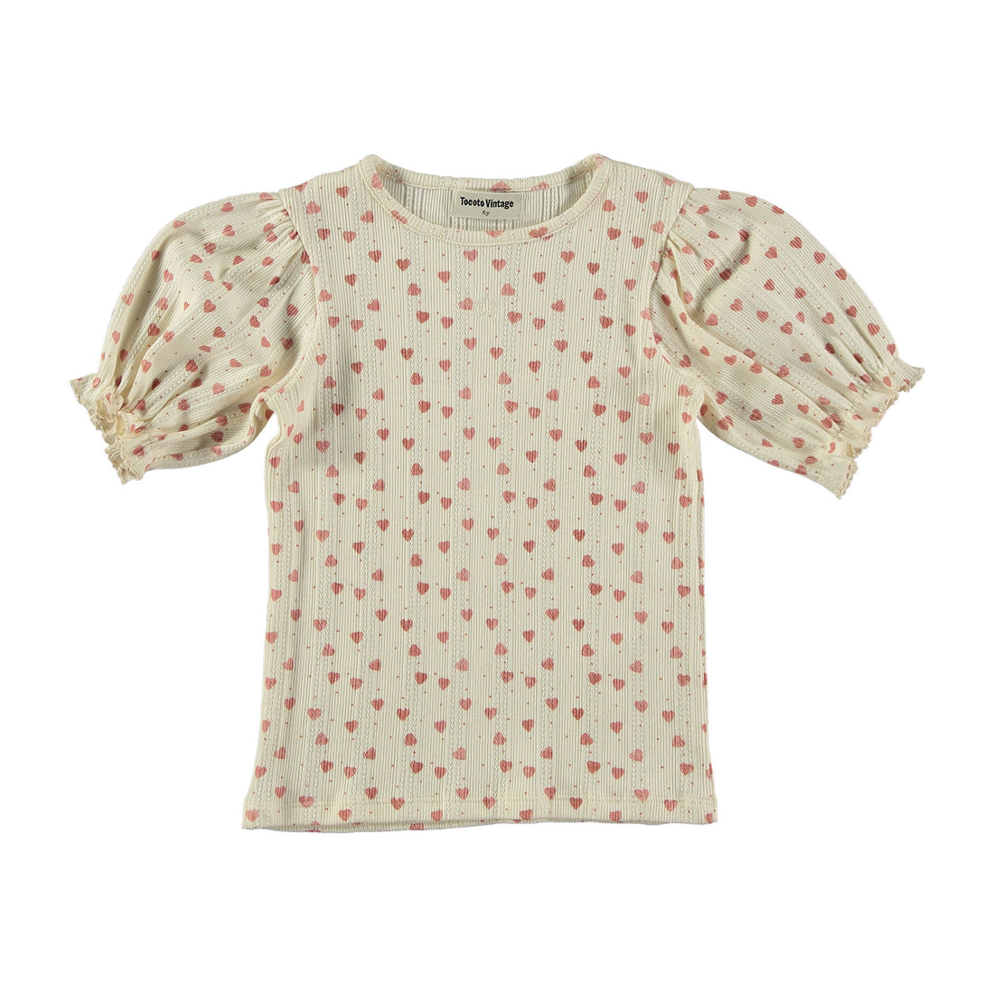 Tocoto Vintage Hearts Open Work Top