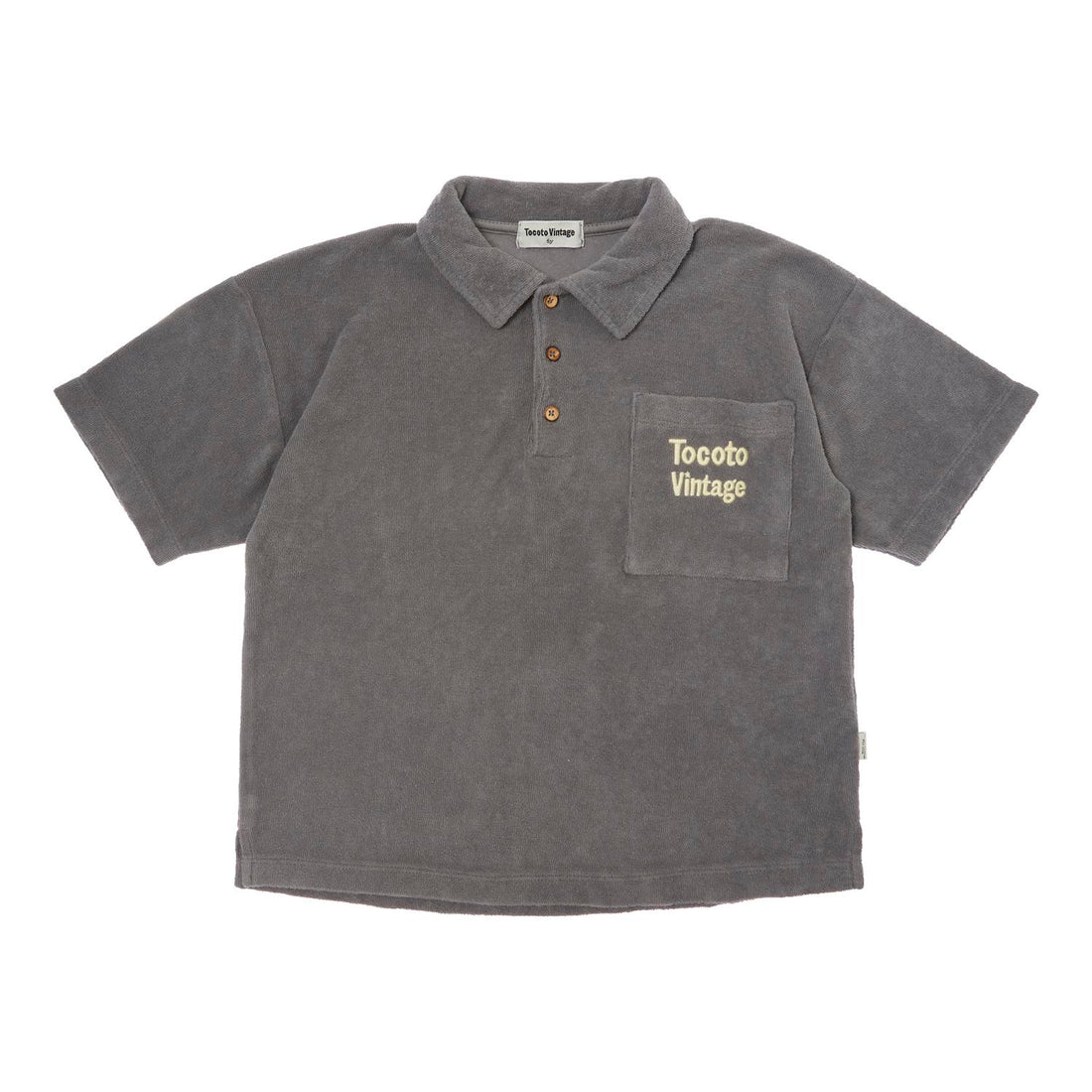Tocoto Vintage Dark Grey Terry Polo Shirt