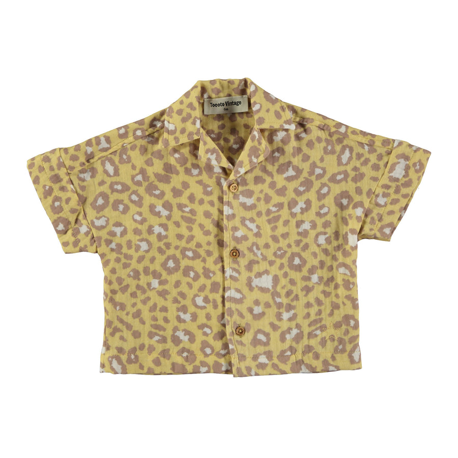 Tocoto Vintage Yellow Resort Animal Print Oversize Shirt