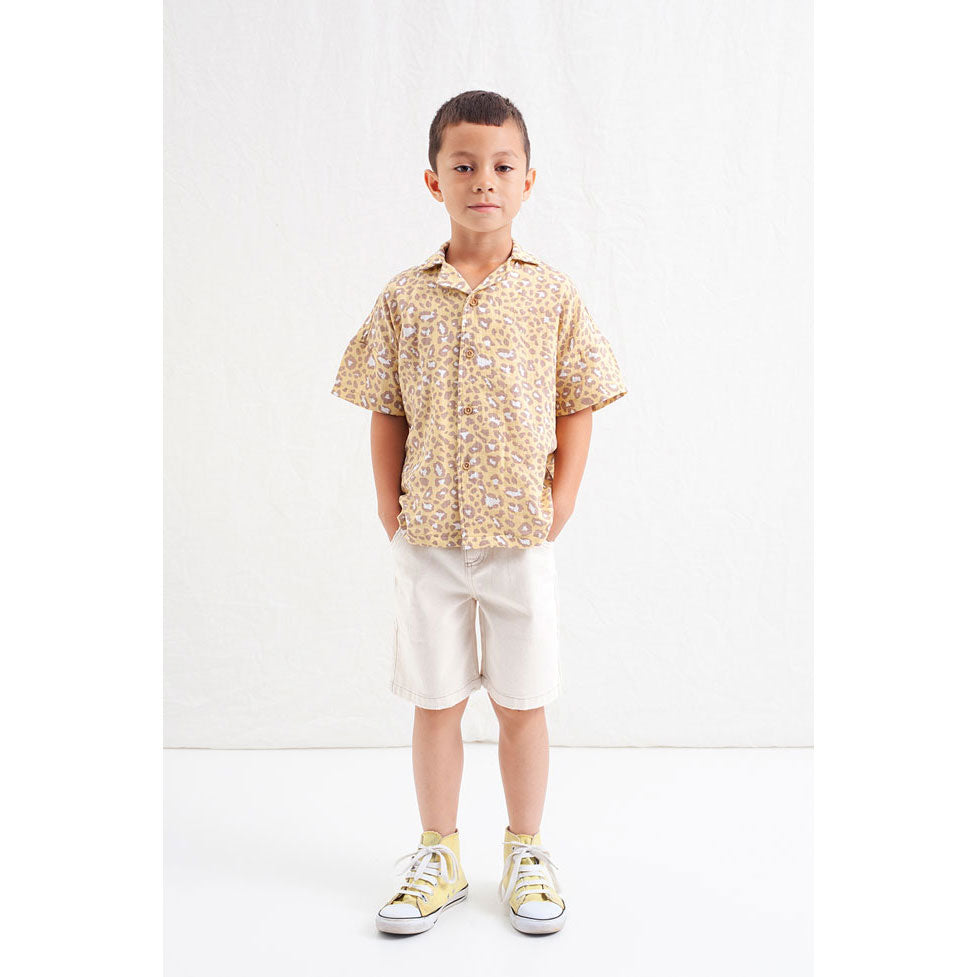 Tocoto Vintage Yellow Resort Animal Print Oversize Shirt