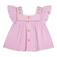 Tocoto Vintage Lavender Flower Embroidered Baby Blouse