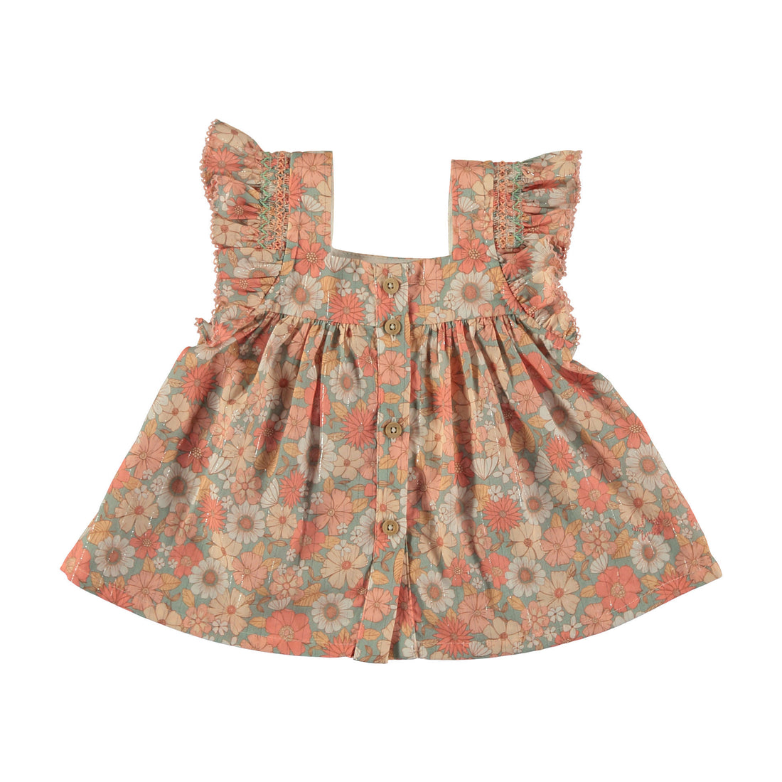 Tocoto Vintage Pink Lurex Flowers Baby Blouse