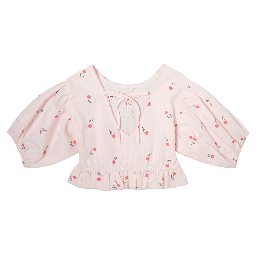 Tocoto Vintage Pink Cherry Print Blouse
