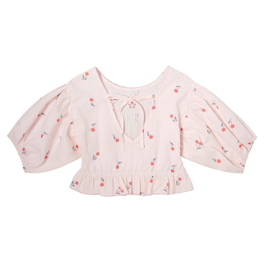 Tocoto Vintage Pink Cherry Print Blouse